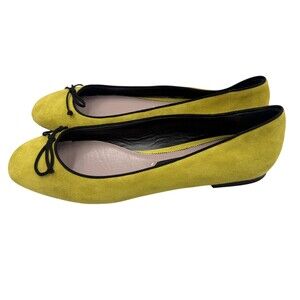 Tom Ford Ballet Flats Womens 12 Yellow Suede Bow Slip On Made Italy W0437T EU 42